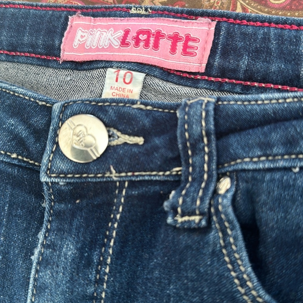 Pink Latte Jeans Size 10  Girls two Rhinestone stars.